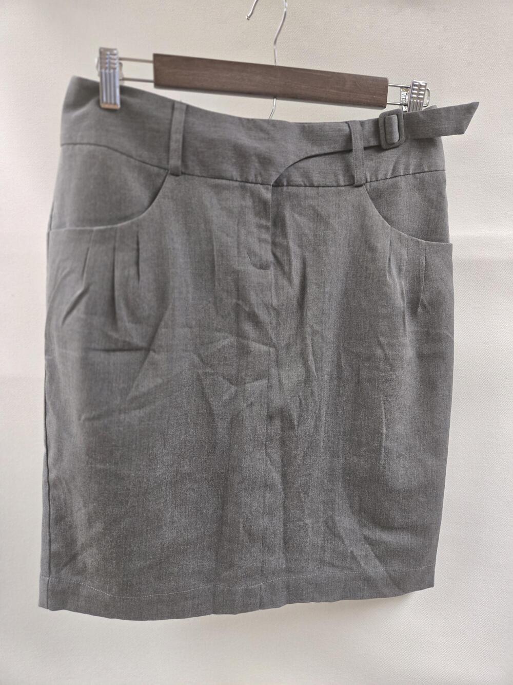 New York & Company Skirt Womens 2 Gray Wool Blend Career Office Lined Belted